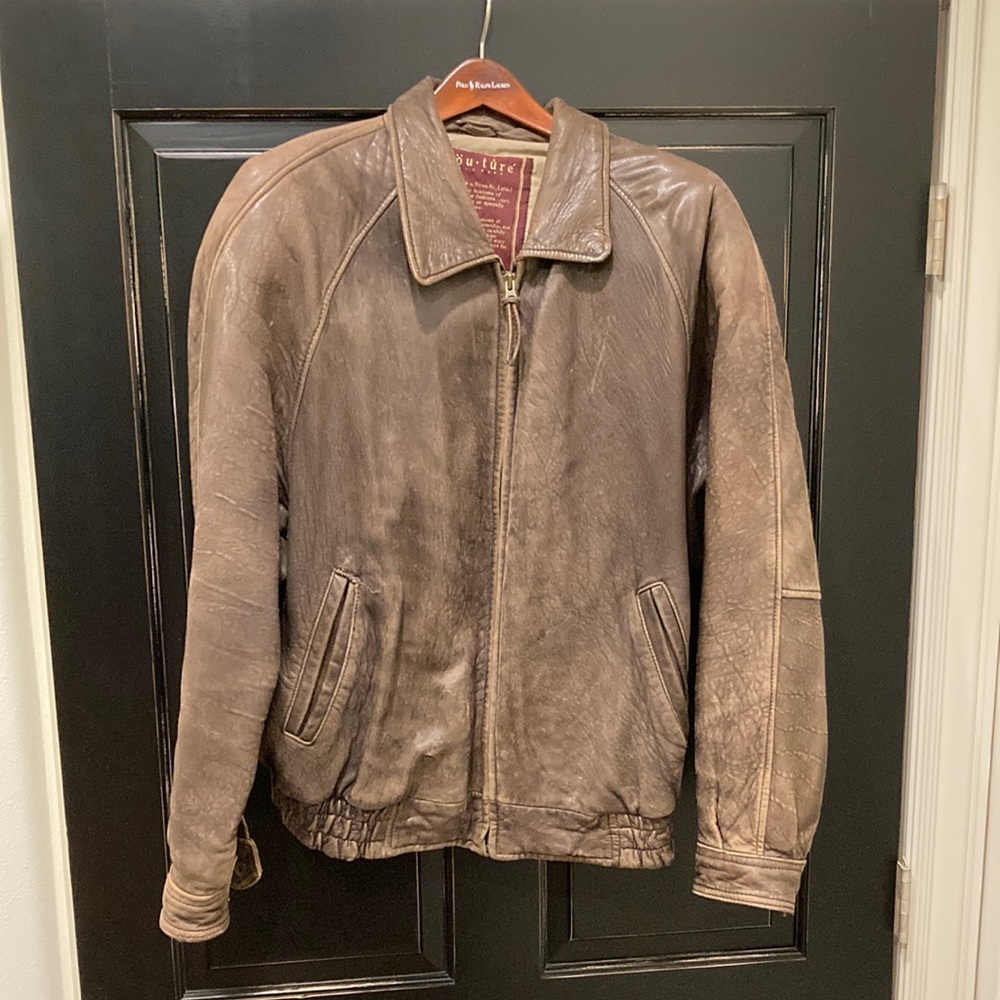 Brown leather jacket mens